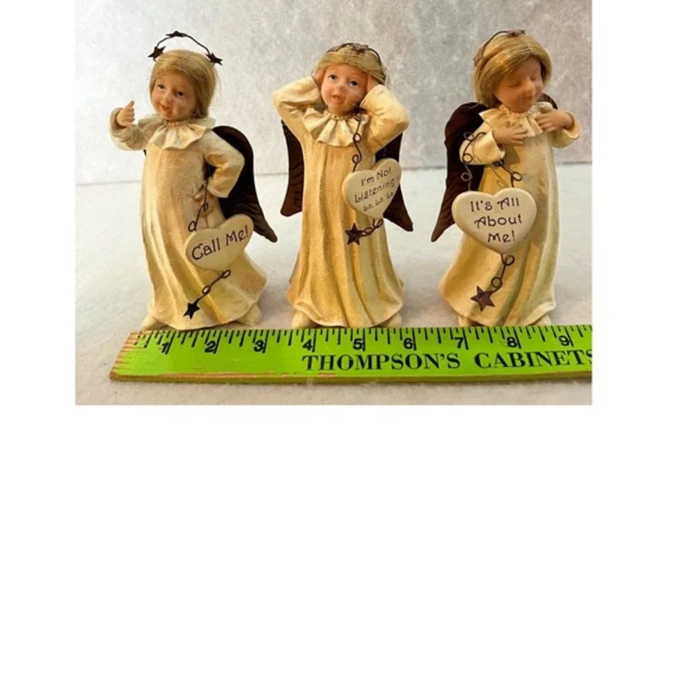 Unbranded‎ Sassy Angel Figurine Set 3pc Cream Good Humorous Rustic Decor 5.5in - Picture 6 of 6